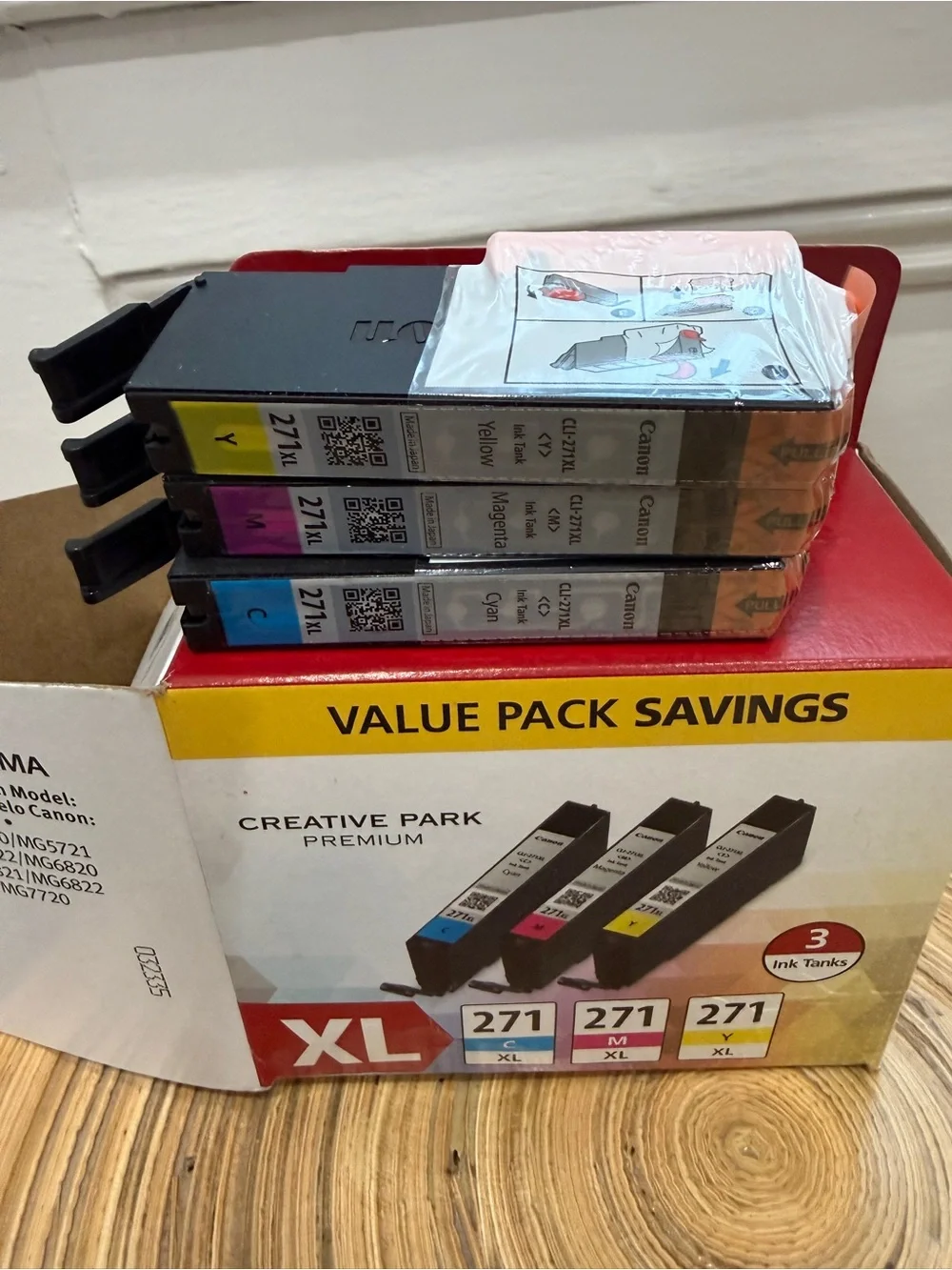 VALUE PACK Canon XL 271 Cyan Magenta Yellow Ink Tank